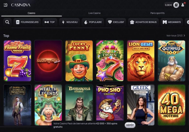 Casinova Casino jeux