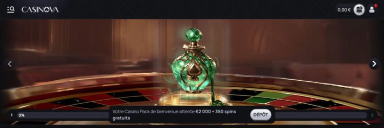 Casinova Casino pack bienvenue